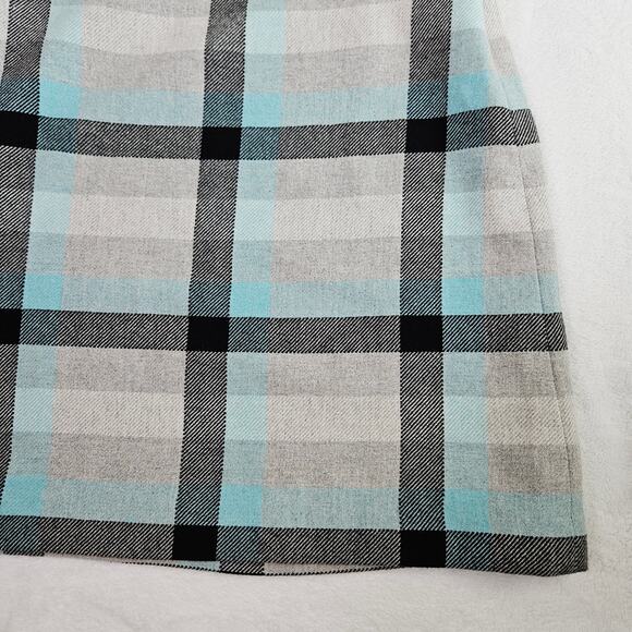 Talbots Wool Blend Plaid Blue Gray Academia Preppy School Girl Size 4 Petite - Picture 5 of 8